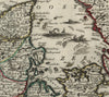 Denmark Kingdom Europe sea monsters ships 1719 Chiquet decorative antique map