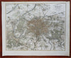 Paris France City Plan & Surrounds c. 1850's German detailed map