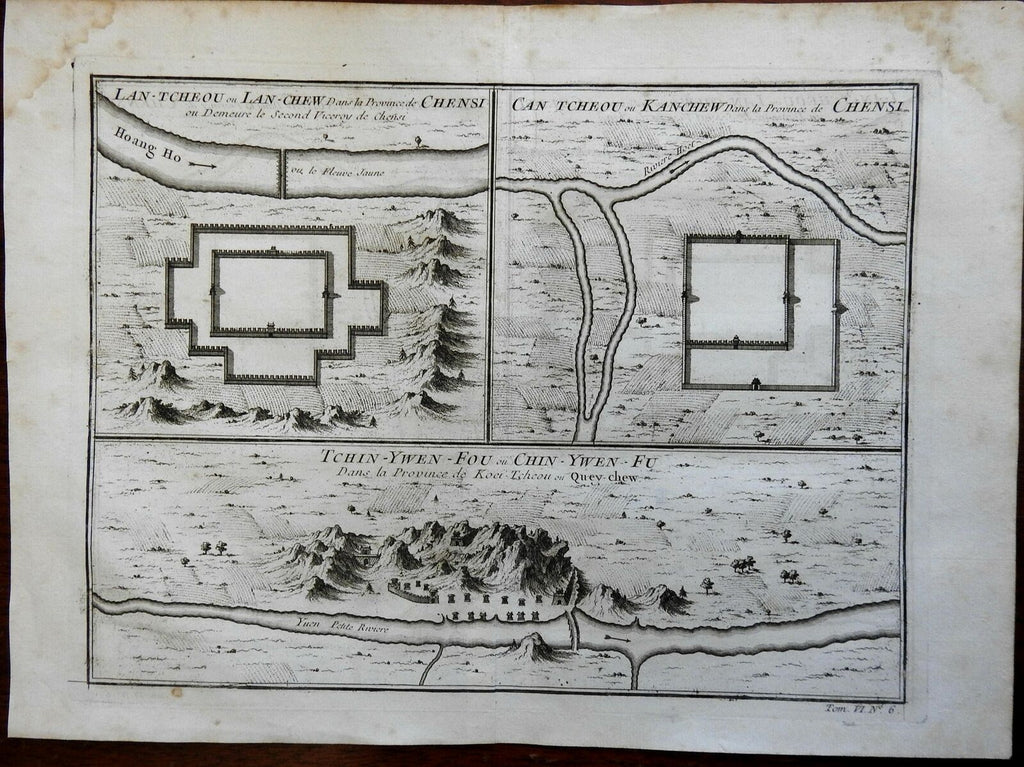Cities of Shaanxi Province China Lanzhou city plans 1749 Didot engraved view