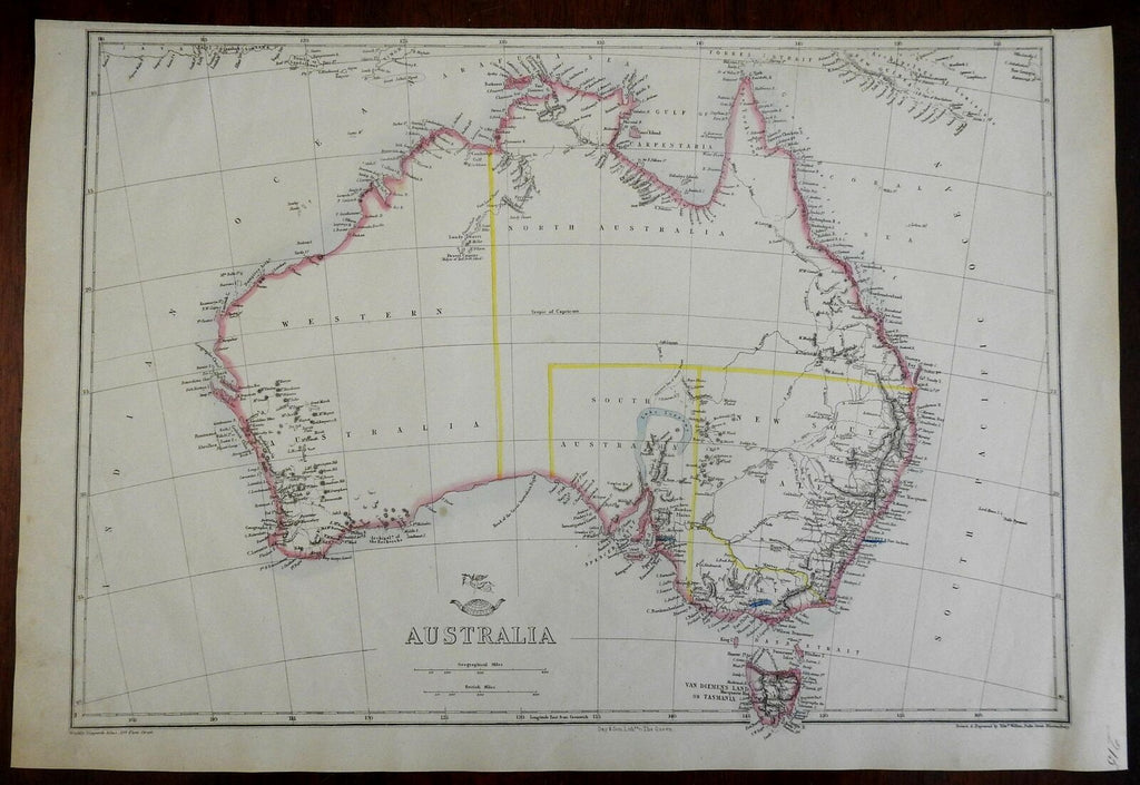 Australia continent 1857 Weller Weekly Dispatch large map Tooley Mapping #1316
