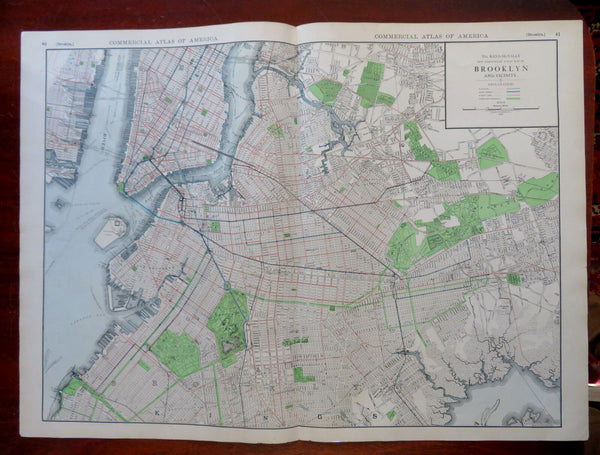 Brooklyn in detail New York Lower Manhattan 1912 scarce huge Commercial Map