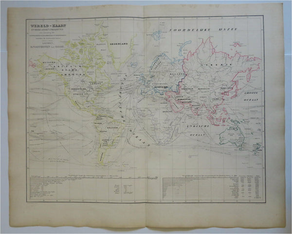 World Map on Mercator's Projection 1876 Otterloo scarce large Dutch map