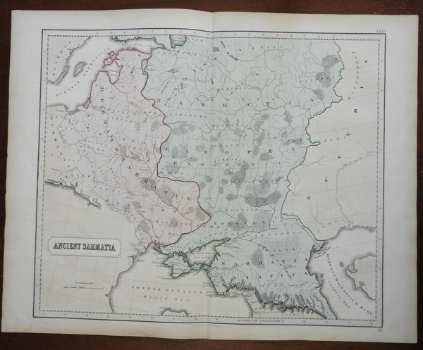 Ancient Sarmatia Eastern Europe Russia Crimea Ukraine 1855 Philip folio map