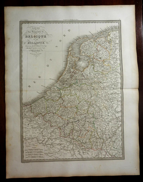 Low Countries Holland & Belgium Flanders Friesland 1833 Lapie large folio map