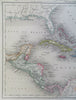 Caribbean Sea Mexico Cuba Bahamas Jamaica Puerto Rico c 1850 Archer engraved map