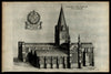 England Oxford Cathedral Northern View 1655 antique engraved print