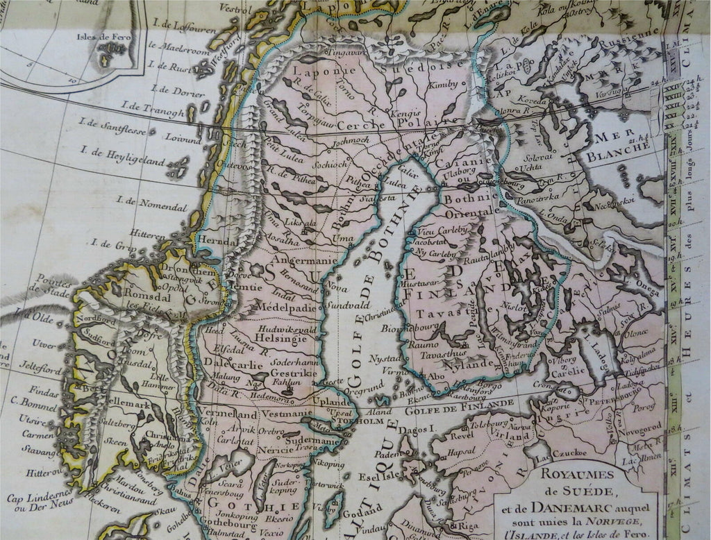 Scandinavia Sweden Denmark Norway Finland Iceland Faroe 1761 Buache DeLisle map