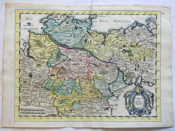 Circle of Lower Saxony Holy Roman Empire Bremen Holstein 1746 LaRouge map