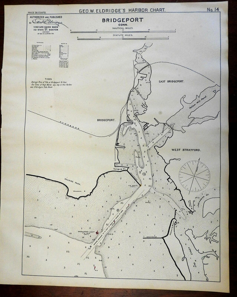 Bridgeport Connecticut 1901 Eldridge detailed coastal nautical survey