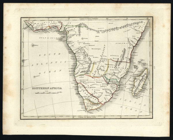 Southern Africa Cape Colony Mozambique Mountains of the Moon 1835 Bradford map