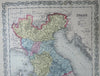 Northern Italy Lombardy Tuscany Papal States Parma Modena 1856 DeSilver map