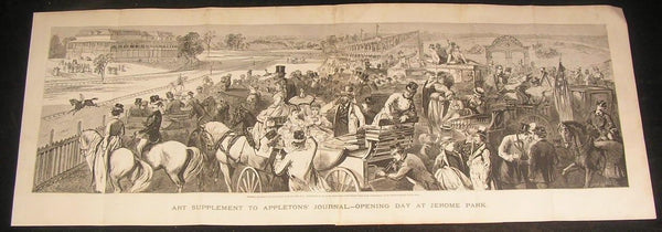 Horse Racing Wealthy Audience Jerome Park Grandstand 1869 antique engraved print