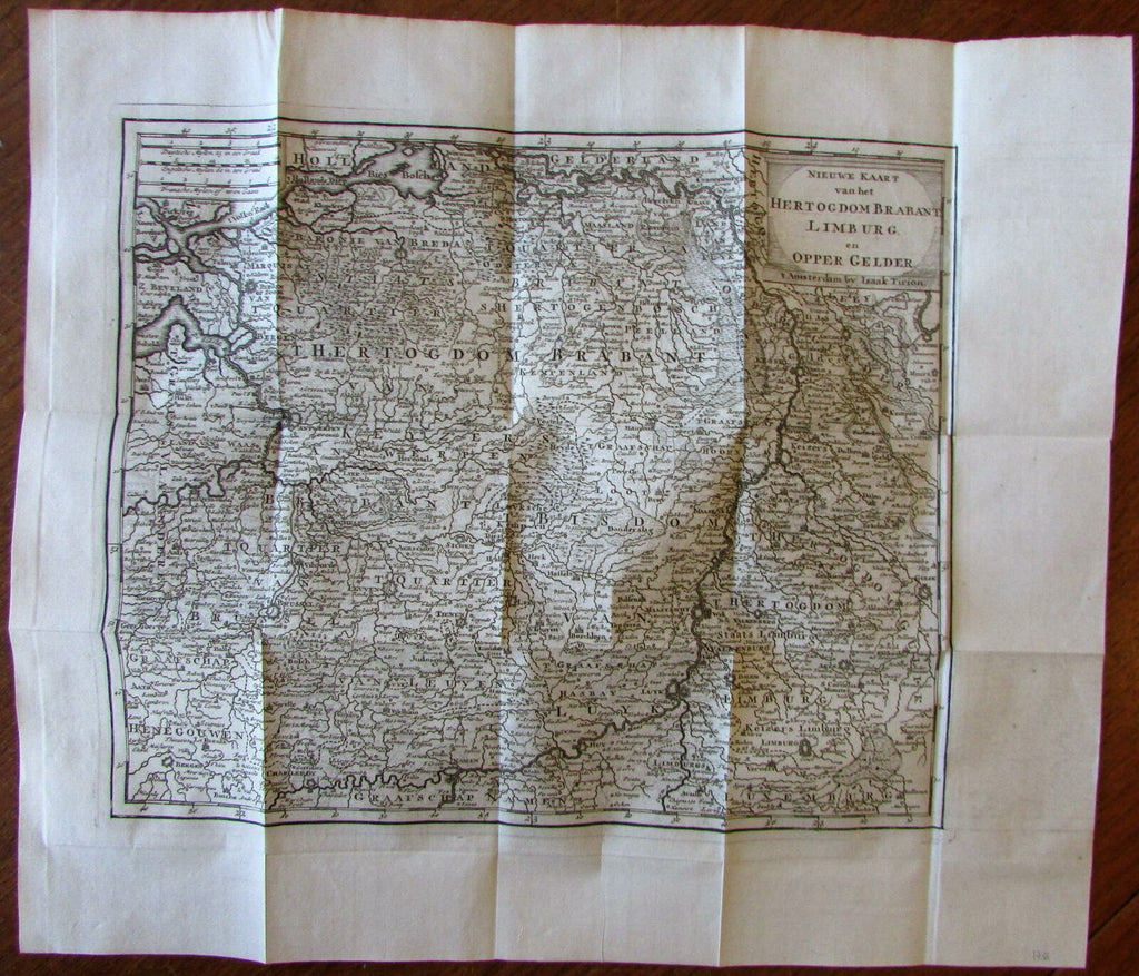 Belgium Brabant Luxemburg Holland 1738 Tirion folio antique map
