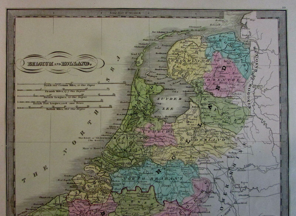 Belgium & Holland 1848 Greenleaf scarce engraved map hand color