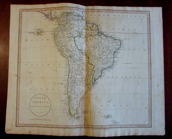 South America 1811 Russell Wilkie Robinson large scarce engraved map