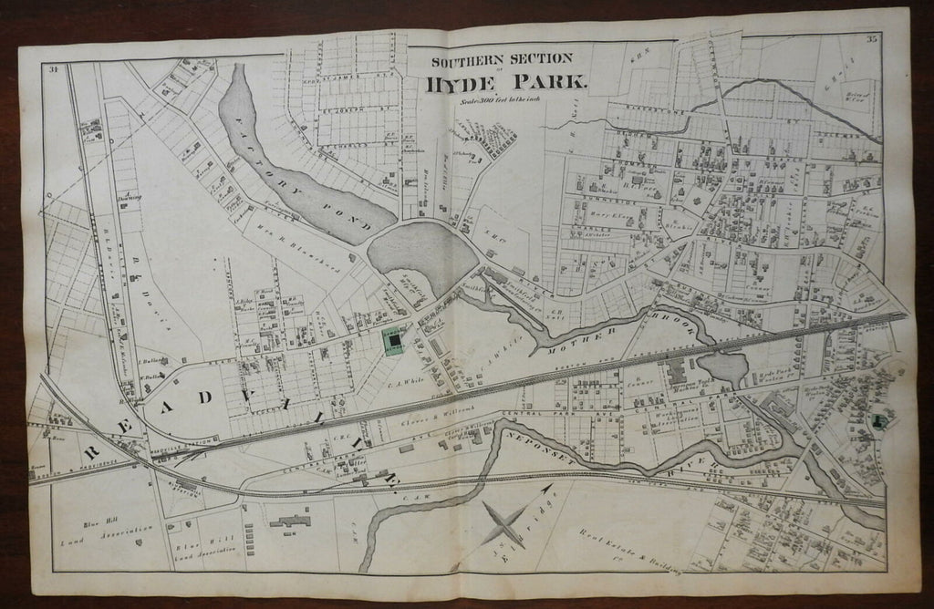 Hyde Park Massachusetts Southern Section 1876 Norfolk detailed city plan map