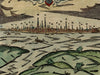 Mentz Germany prospect birds-eye city view w/ key 1598 Munster map hand color