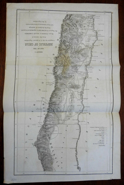 Republic of Chile Serena Copiapo Vallenar 1855 U.S. Astronomical Expedition map