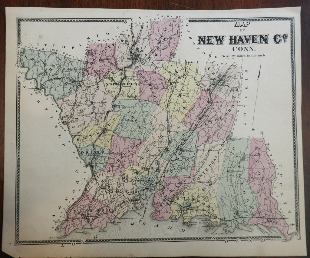 New Haven County Connecticut 1868 F.W. Beers detailed town map Westville P.O.
