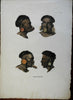 Aimore People Indigenous Brazilian Tribe c. 1850 ethnic view original hand color