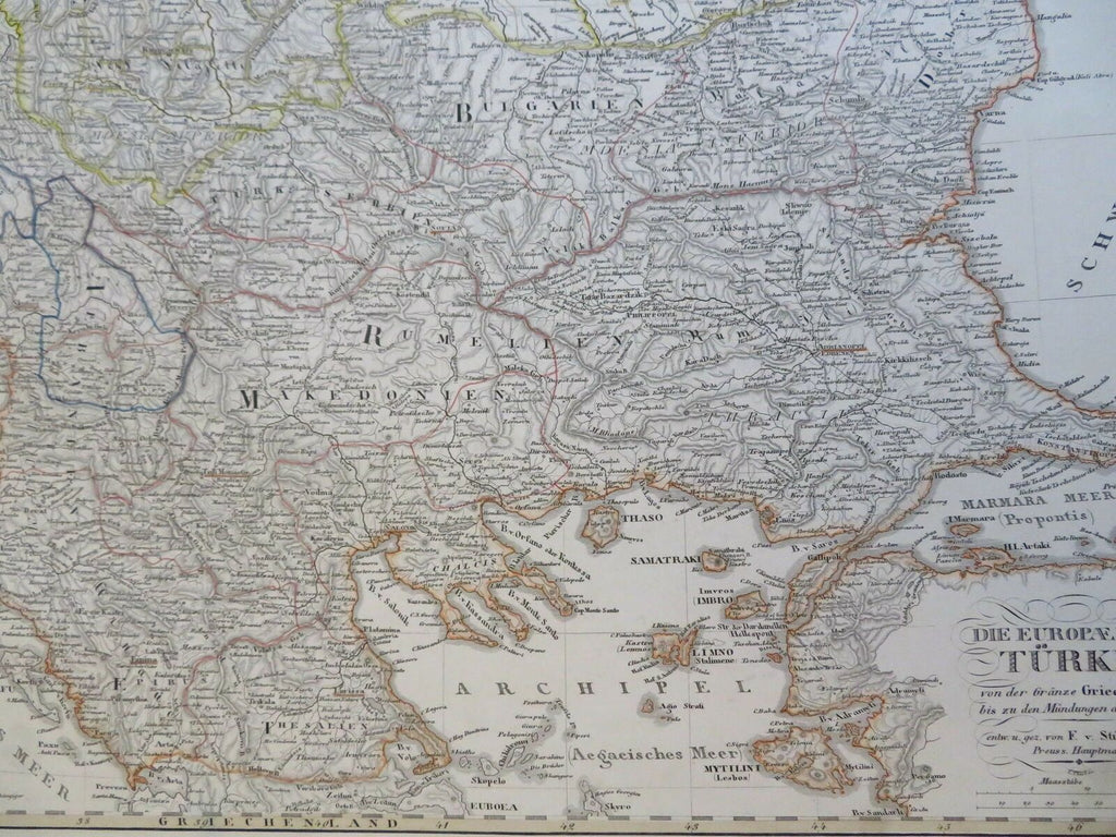 Ottoman Balkans Albania Serbia Macedonia 1855 Stulpnagel detailed map