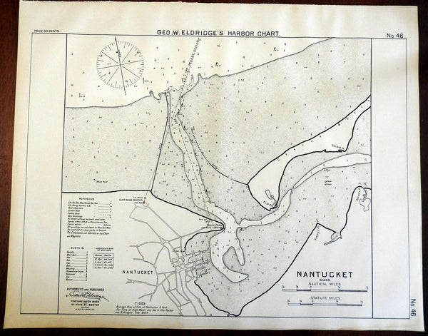 Nantucket Massachusetts 1901 Eldridge detailed coastal nautical survey