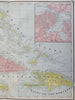 Caribbean Sea Cuba Jamaica Bahamas Havana 1887-90 Cram scarce large detailed map