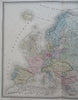 Europe Germany France Ottoman Empire Italy 1861 Tardieu large hand color map