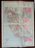 California Nevada large 2 sheet map San Francisco Los Angeles 1894 Walker map
