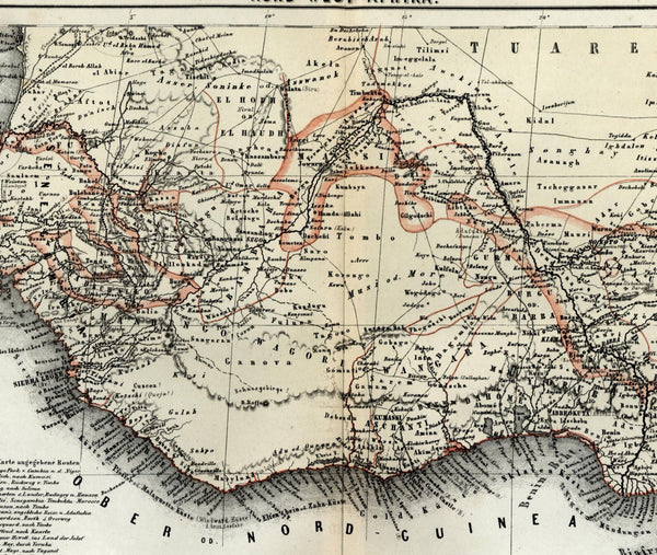 North West Africa Senegal early exploration overland routes c1862 Meyer old map