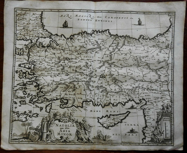 Ottoman Empire Anatolia Cyprus Black Sea Aegean Islands 1661 rare decorative map