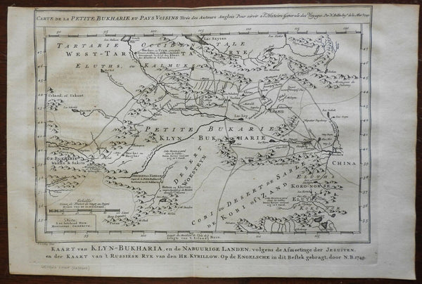 Bukhara Central Asian Steppe Western China Kobi Jesuits 1749 Bellin engraved map