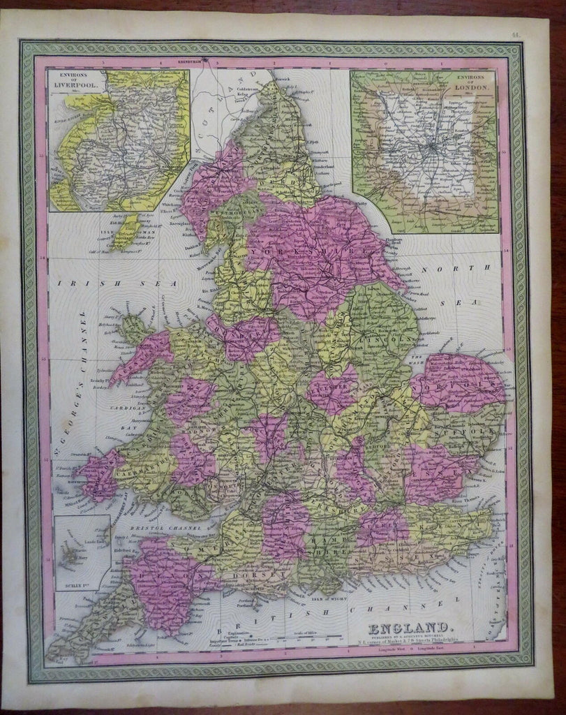 England Wales United Kingdom London Cardiff York 1848 Cowperthwait Mitchell map