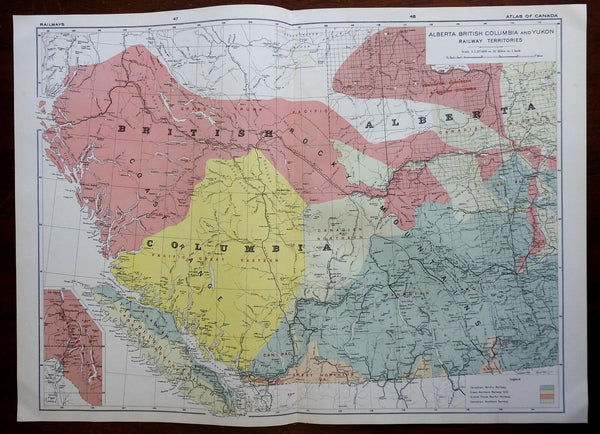 Alberta British Columbia Yukon Railway Territories Canada 1915 color map