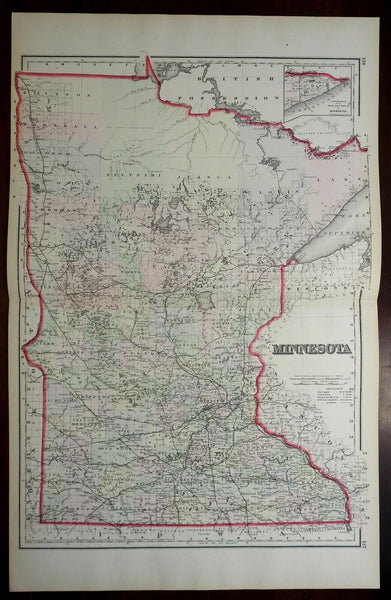 Minnesota Counties Twin Cities Mille Lacs Lake Superior Mississippi 1883 map