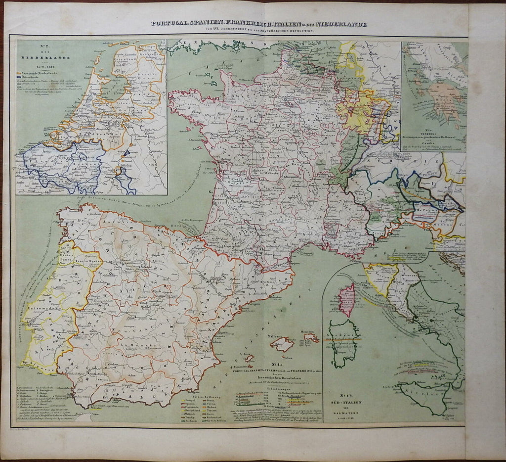 Western Europe 1556-1789 France Spain Portugal Italy 1848 Mahlmann historic map