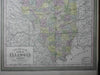 Illinois state 1850 thomas & Cowperthwait fine detailed hand color map