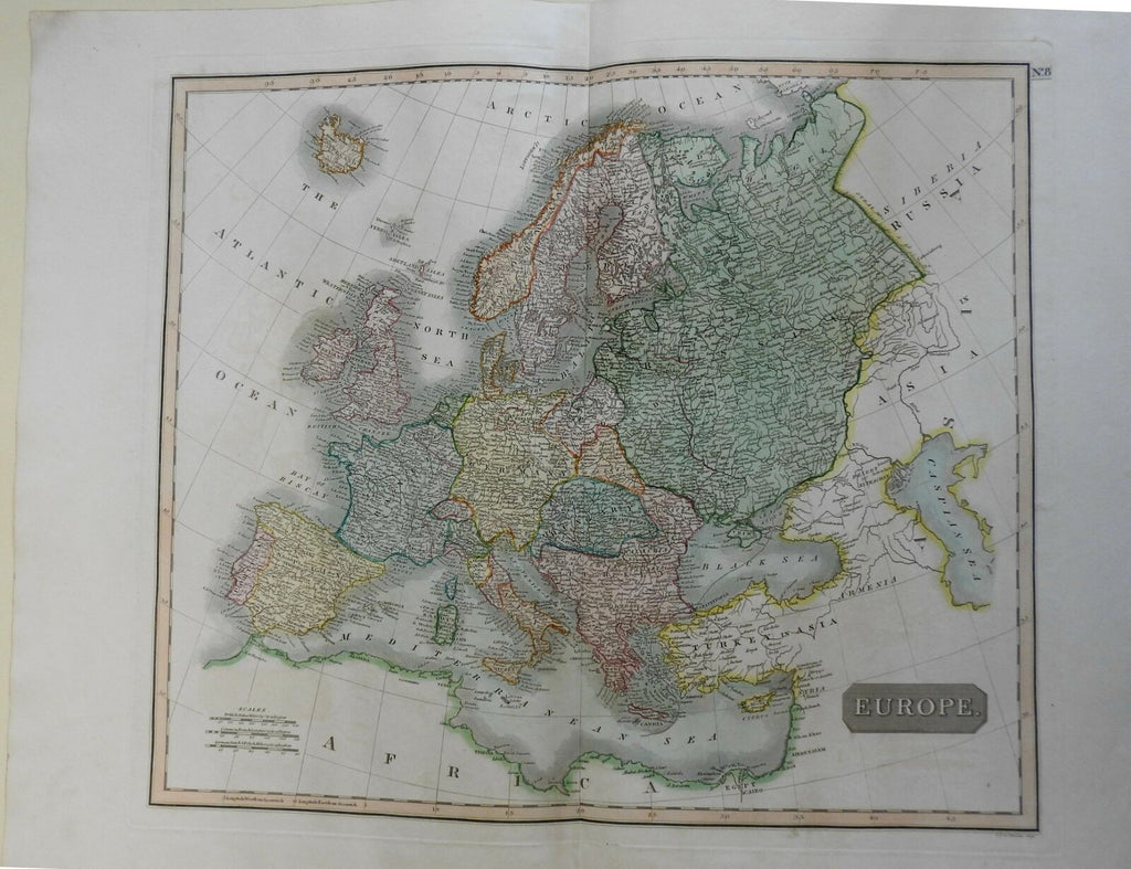 Europe Britain France Germany Ottoman Empire 1817 Thomson large hand color map