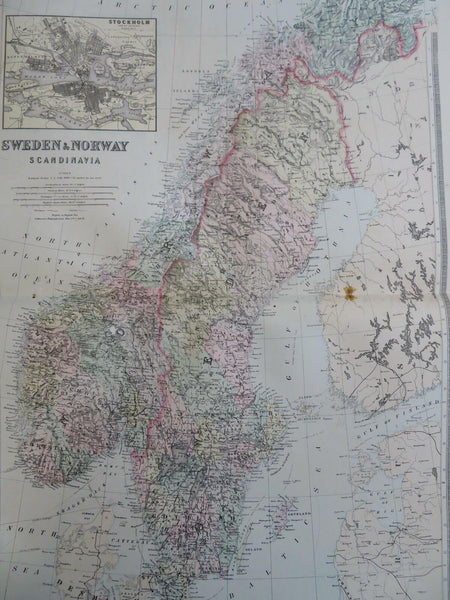 Scandinavia Sweden & Norway Stockholm 1889-93 Bradley hand color detail map