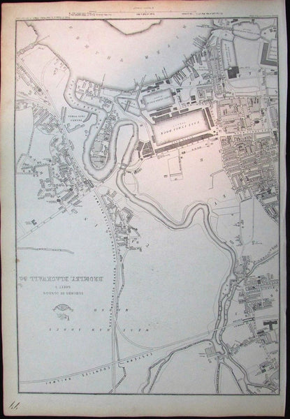 London Bromley Blackwall Thames East India Dock c.1860 folio lithographed map