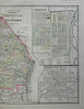 Georgia & Alabama County Map Atlanta Savannah Mobile Montgomery 1887 Bradley map