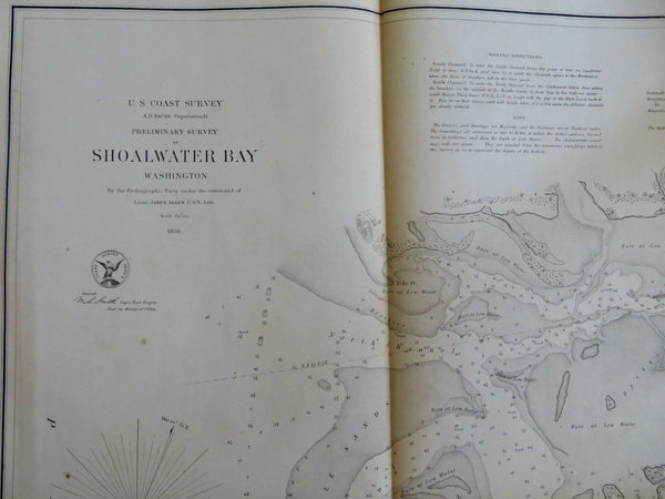 Shoalwater Bay Washington State 1856 U.S. Coastal Survey nautical chart
