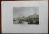Island of Cyprus Mediterranean Harbor View Fishing Boats 1840's engraved print