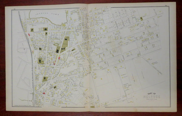 Melrose Middlesex Mass. Town Hall 1889 Walker detailed township map