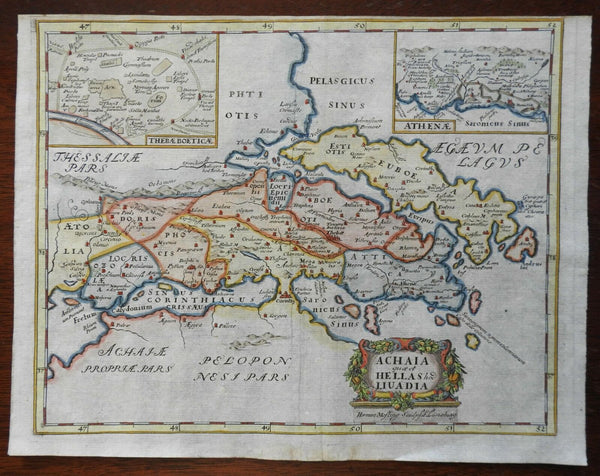 Ancient Greece Attica Euboea Athens Corinth Delphi 1694 Mosting scarce fine map