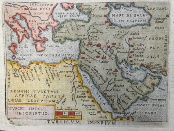 Turkish Ottoman Empire Middle East Arabia c.1655 scare Turrini Ortelius mini map