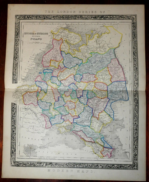 Russia in Europe Kingdom of Poland 1846 old rare Betts map folio Livonia Vilna
