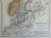 Kingdoms of Sweden & Norway Scandinavia Stockholm Oslo 1873 Ravenstein map