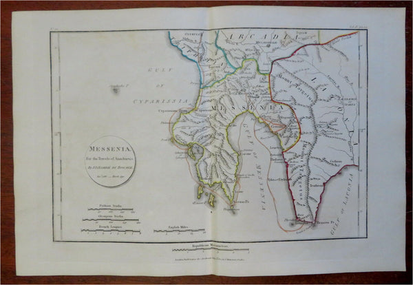 Messenia Ancient Greece Messene Pylos Kalamata 1805 Mawman engraved map