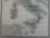 Italian States Piedmont Naples Lombardy Malta 1861 Tardieu large hand color map